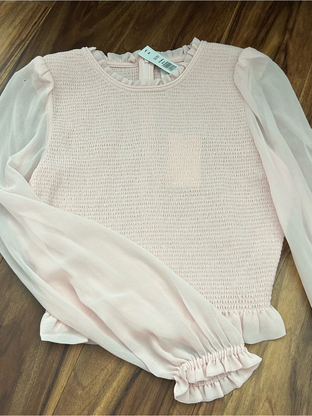Aritzia Pink Smocked Blouse